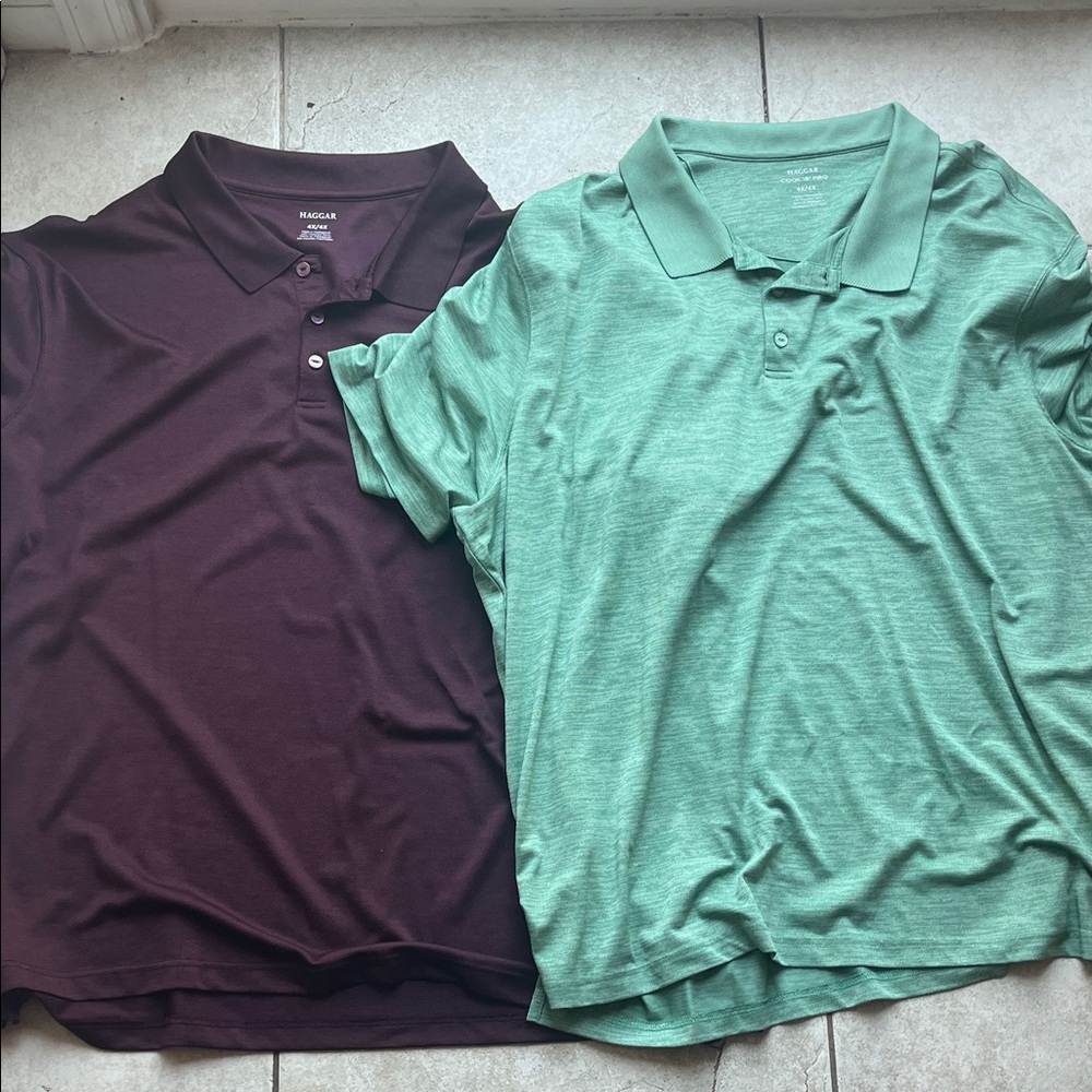 Haggar Burgundy and Green Polo Shirts